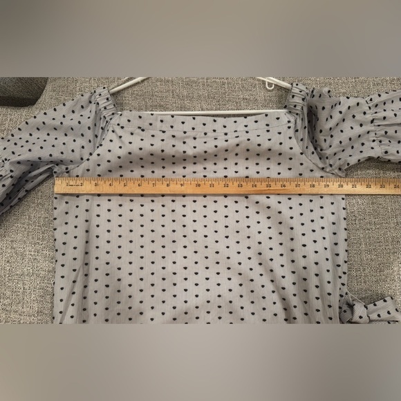 Banana Republic Swiss Dot Off Shoulder Dress Navy Blue Dots Belt Sz M Tall - Picture 11 of 15